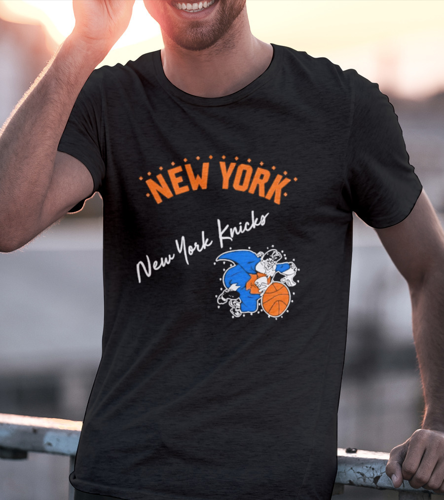 Father Knickerbocker New York Knicks Basketball Character Orange And Blue T-Shirt