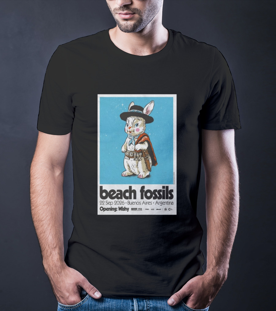 Beach Fossils Buenos Aires 2026 Rabbit Cowboy Concert T-Shirt