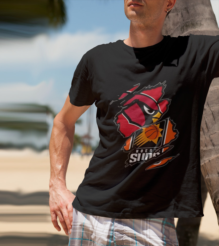Arizona Cardinals Phoenix Suns Two Teams One Heart Scratch Edition T-Shirt
