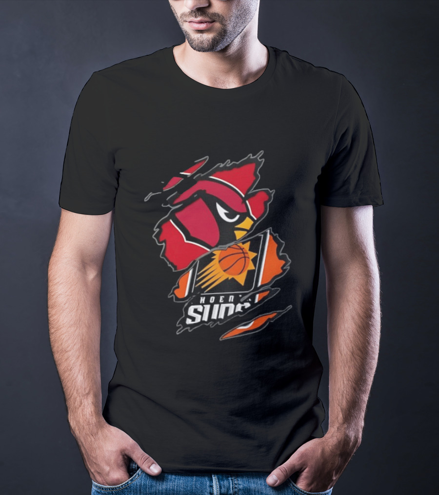 Arizona Cardinals Phoenix Suns Two Teams One Heart Scratch Edition T-Shirt