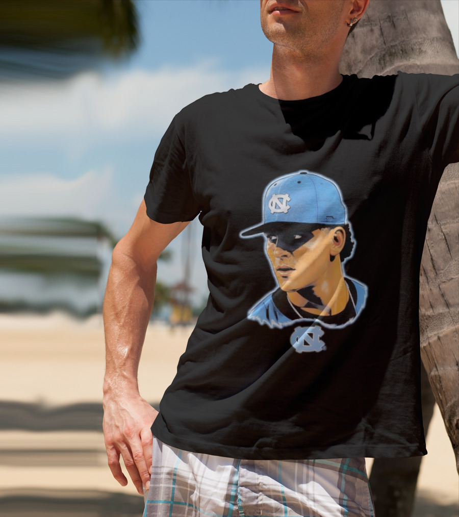 UNC Baseball Player Portrait North Carolina Cap Image T-Shirt