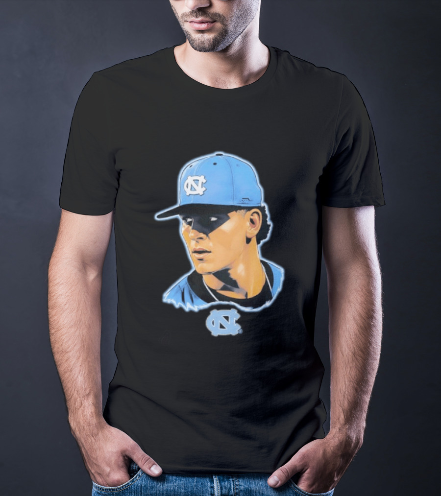 UNC Baseball Player Portrait North Carolina Cap Image T-Shirt