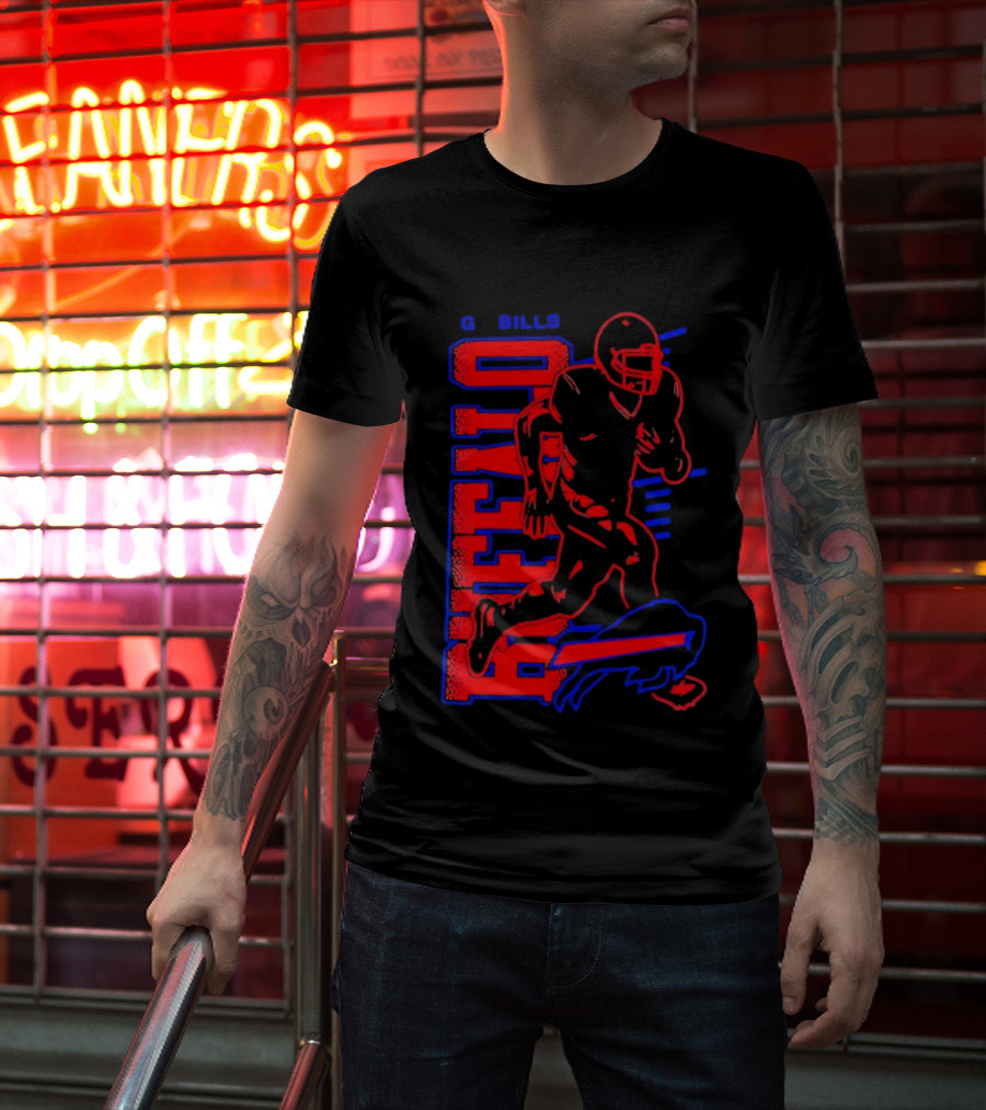 Buffalo Bills Go Bills Football Player Running Action T-Shirt