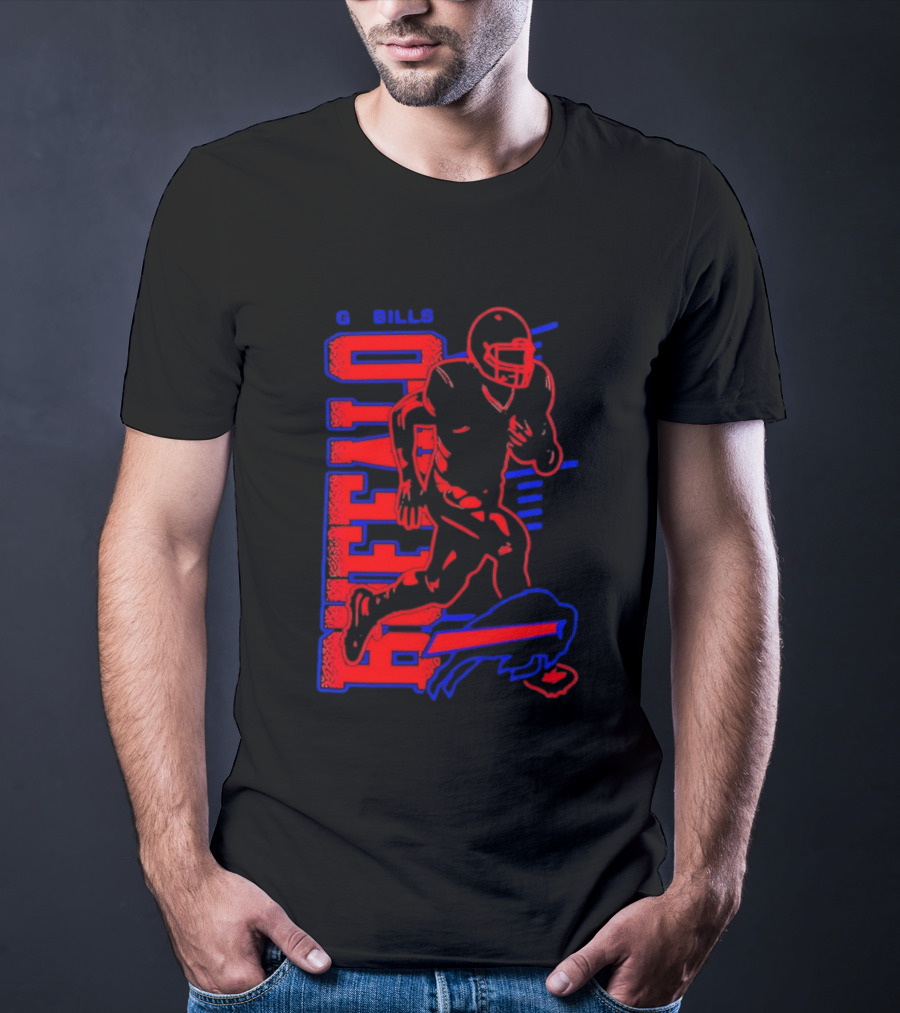 Buffalo Bills Go Bills Football Player Running Action T-Shirt