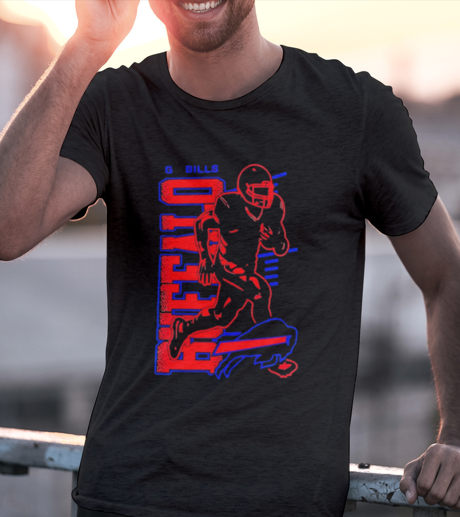 Buffalo Bills Go Bills Football Player Running Action T-Shirt