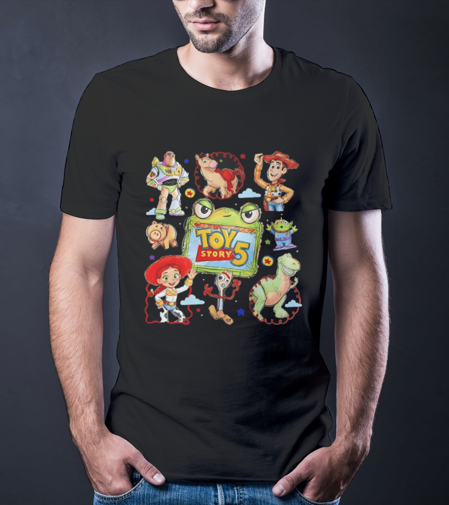 Buzz Lightyear Woody Bullseye Rex Hamm Alien Forky Jessie Toy Story 5 T-Shirt
