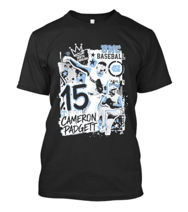 Cameron Padgett 15 UNC Baseball Player Collage Comic UNC Baseball T-Shirt
