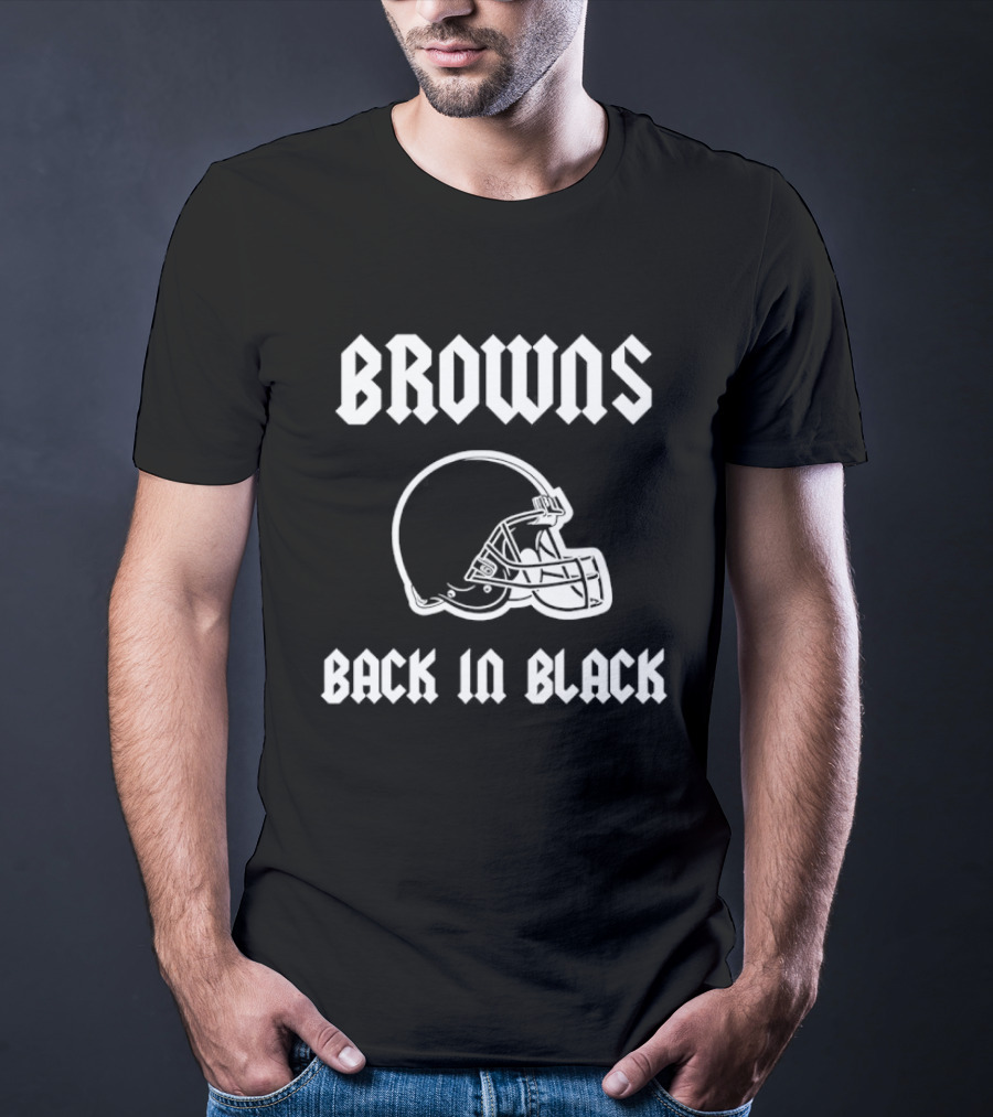Browns Back In Black Helmet Cleveland Rugby T-Shirt