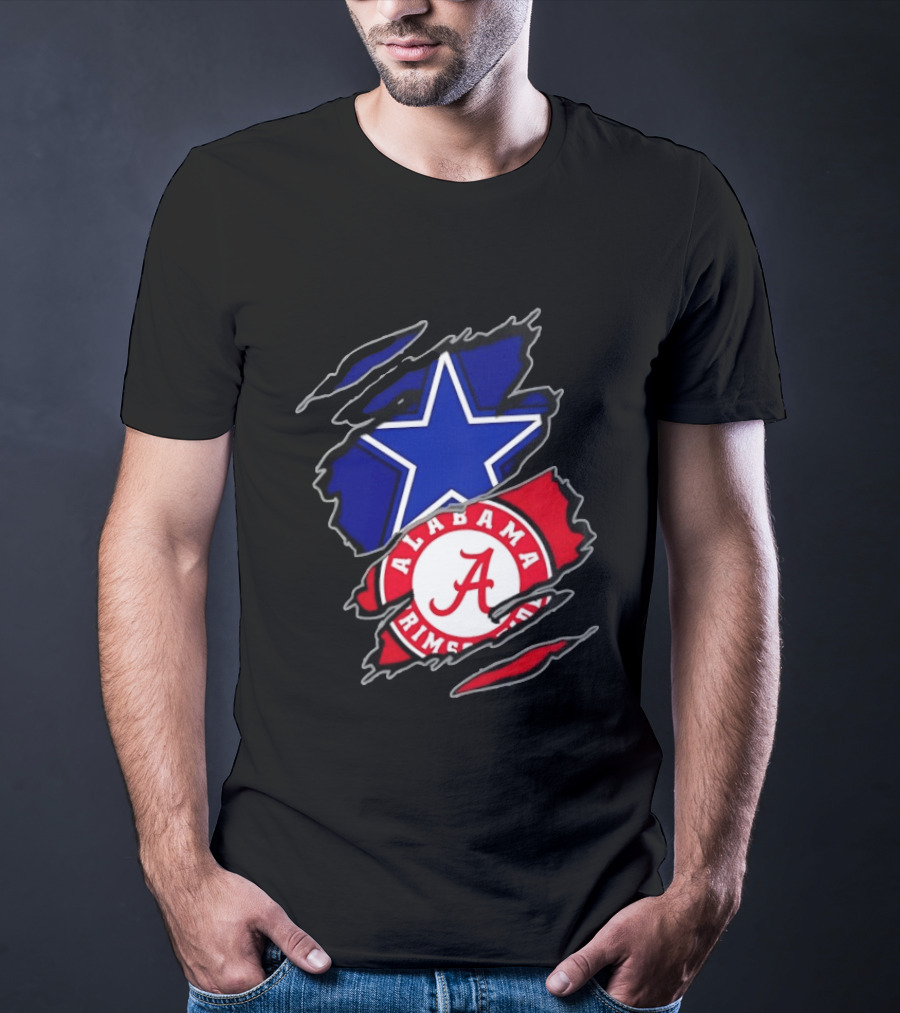 Dallas Cowboys Alabama Crimson Tide Two Teams One Heart Scratch T-Shirt