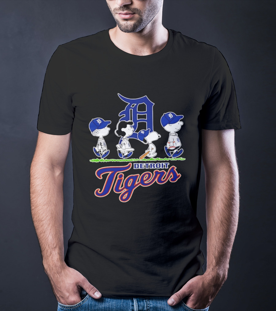 Detroit Tigers Snoopy Charlie Brown Lucy Linus Abbey Road 2026 Collaboration T-Shirt