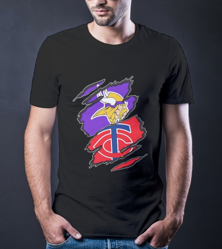 Minnesota Vikings Minnesota Twins Two Teams One Heart T-Shirt