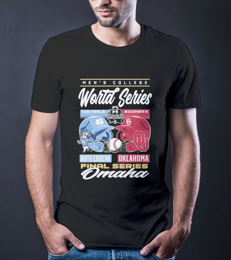 Men's College World Series Tar Heels Sooners North Carolina Oklahoma Final Series Omaha T-Shirt