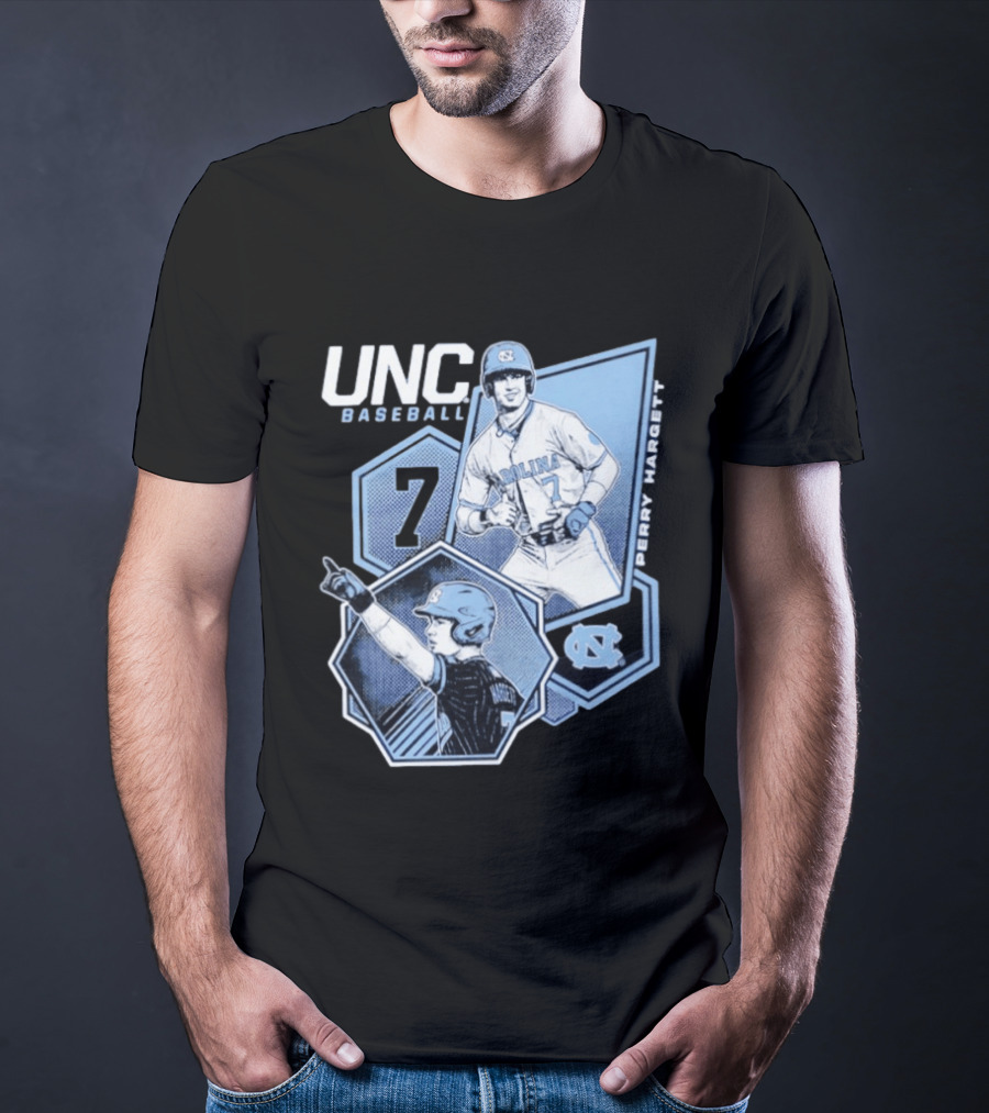 UNC Baseball Perry Hargett 7 North Carolina Collage T-Shirt