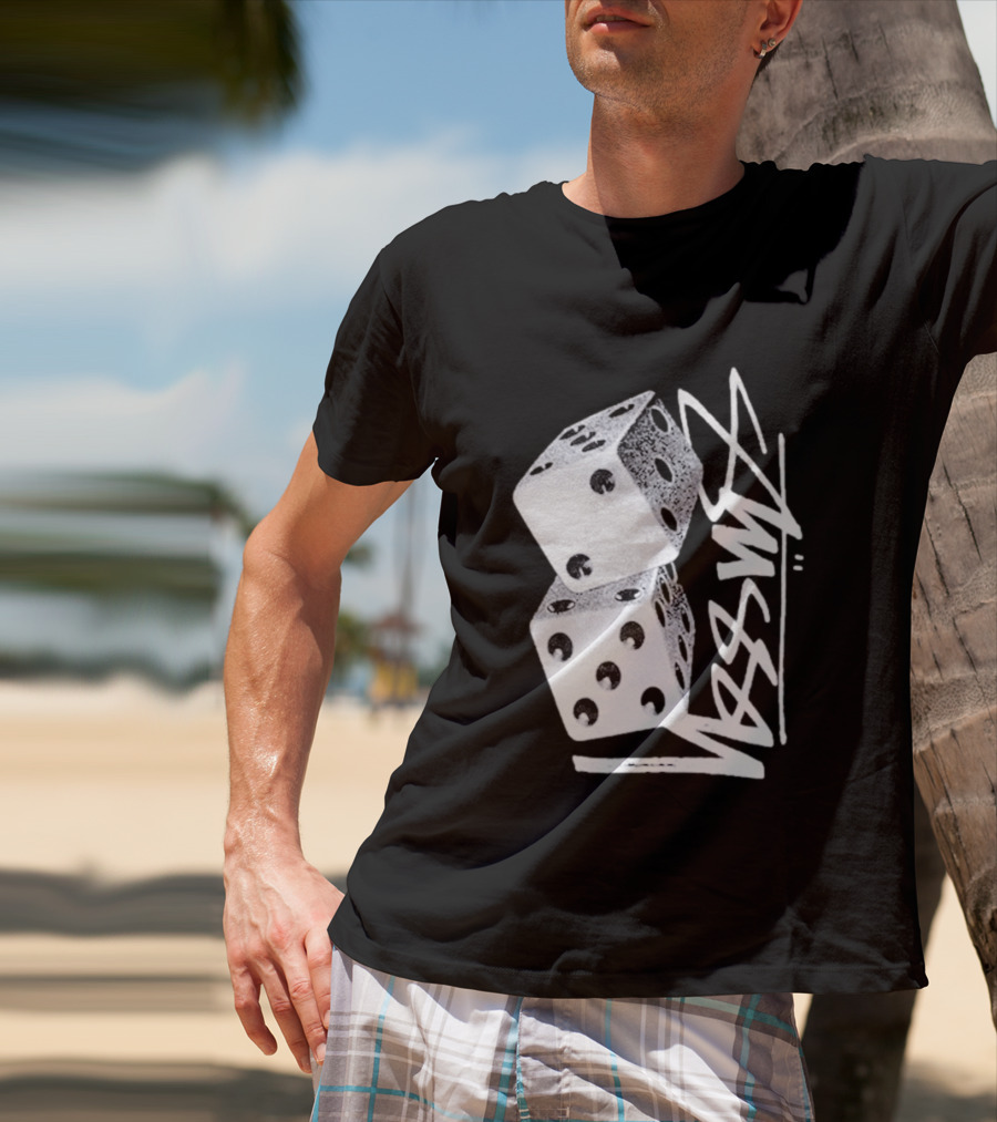 Pla Skateboarding Stussy Dice Stacked Six Side Metal T-Shirt