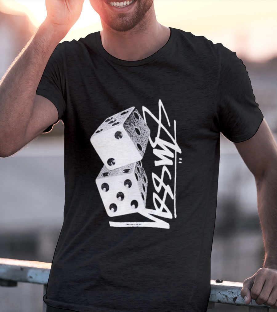 Pla Skateboarding Stussy Dice Stacked Six Side Metal T-Shirt