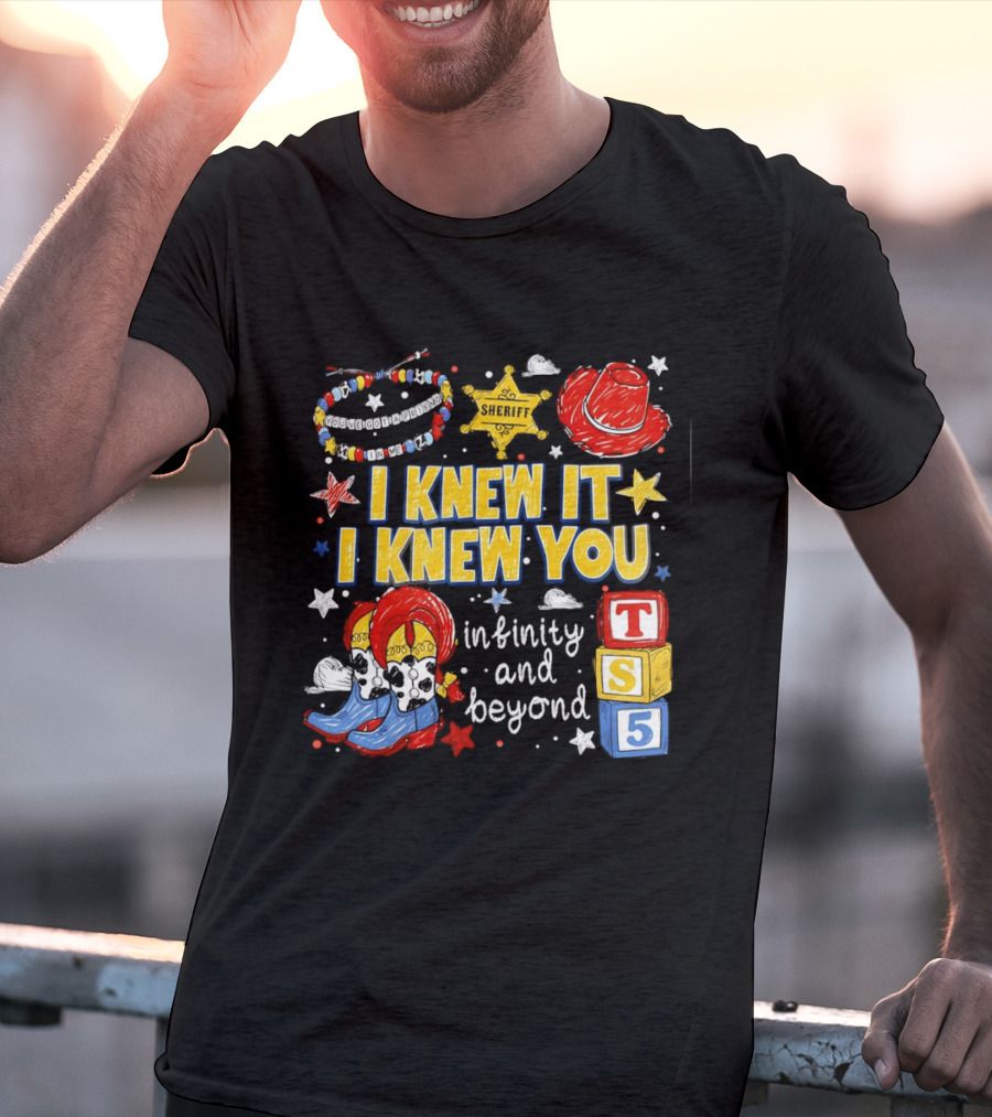 Sheriff Toy Story Cowboy Boots Infinity Blocks Badge I Knew It I Knew You T-Shirt
