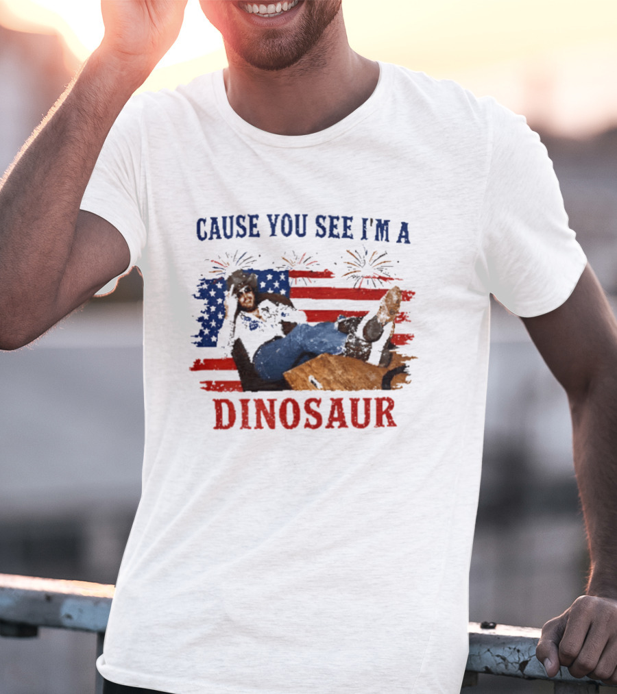 Cause You See I'm A Dinosaur Hank Williams Jr Country Music Western Patriotic 4th Of July Cowboy T-Shirt