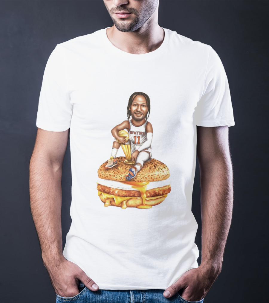 Jalen Brunson New York Knicks Basketball Trophy Egg And Cheese Sandwich T-Shirt