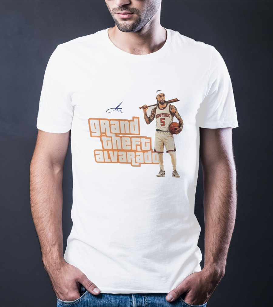 Grand Theft Alvarado New York Knicks Basketball Player T-Shirt