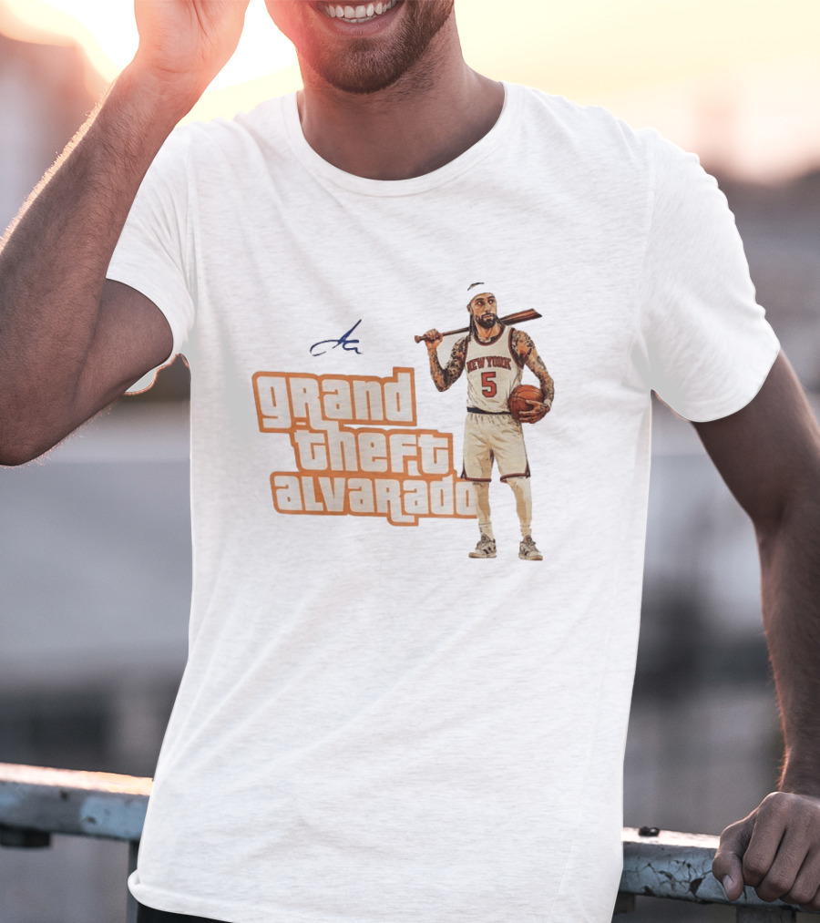 Grand Theft Alvarado New York Knicks Basketball Player T-Shirt