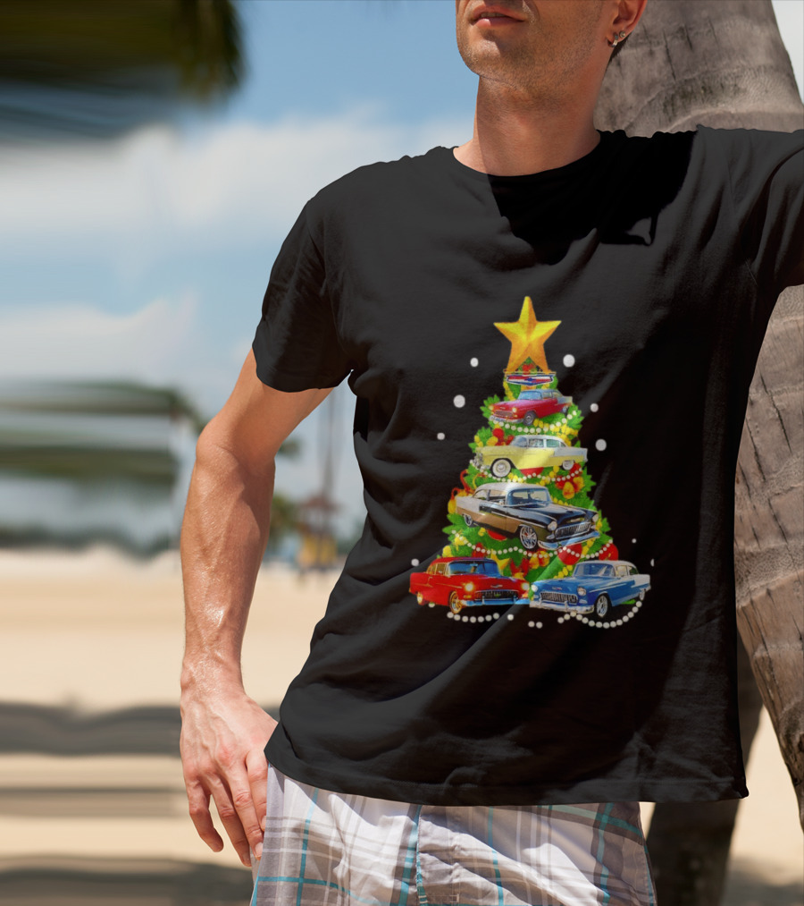 1955 Chevy Christmas Tree Holiday Vintage Car Enthusiasts T-Shirt