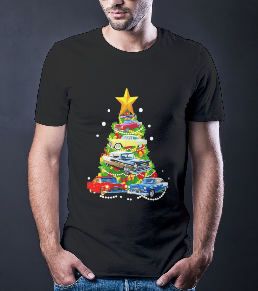 1955 Chevy Christmas Tree Holiday Vintage Car Enthusiasts T-Shirt