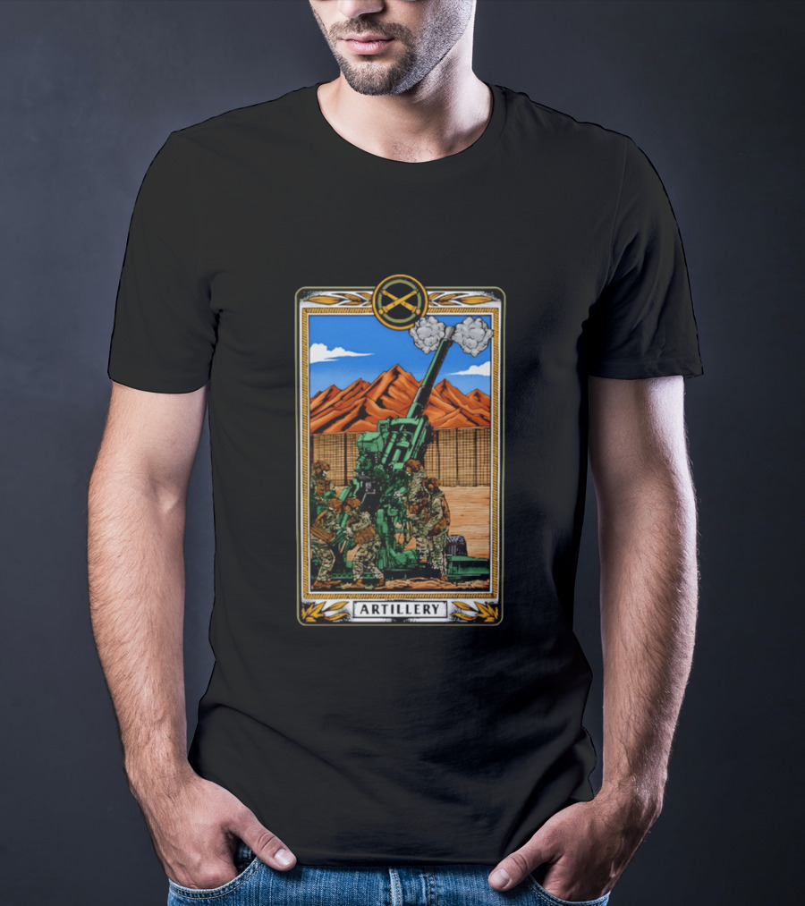 Artillery Cannon With Soldiers In Action Military Tableau T-Shirt