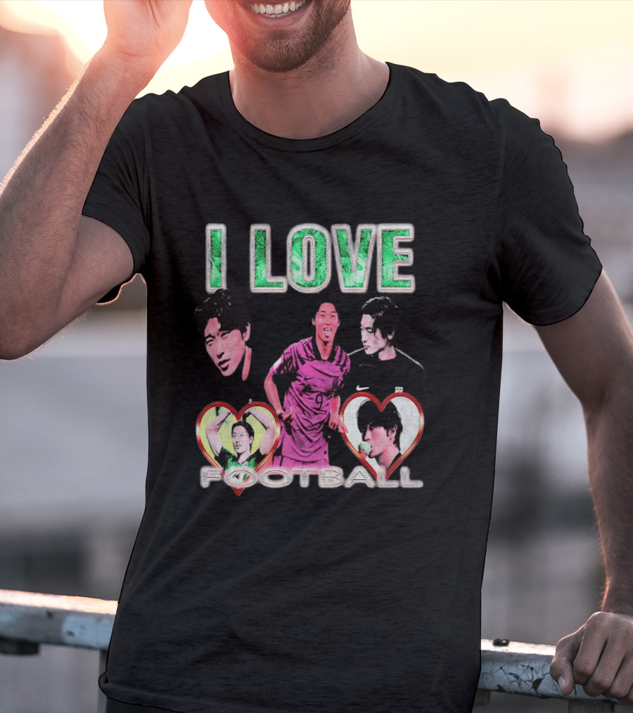 I Love Football Cho Gue Sung South Korea National Team Soccer Fan Collage T-Shirt