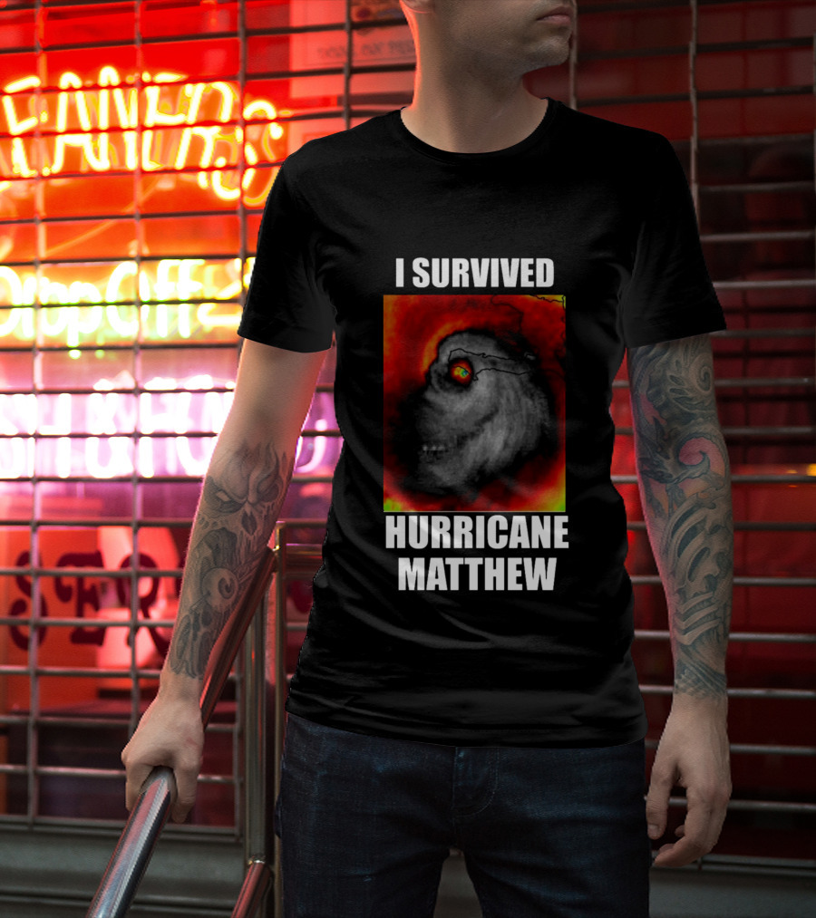 I Survived Hurricane Matthew Weather Satellite T-Shirt