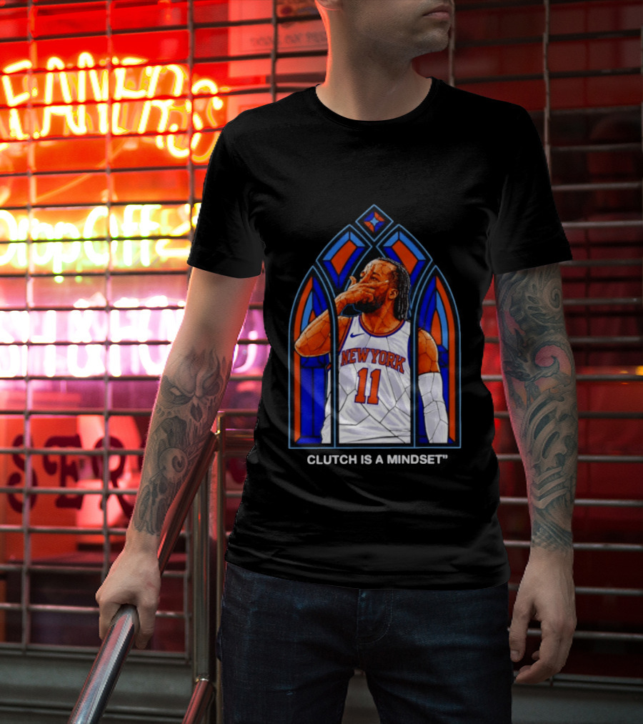 New York Knicks Jalen Brunson Number 11 Clutch Is A Mindset Stained Glass T-Shirt