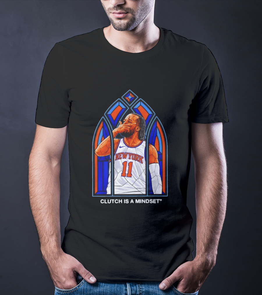 New York Knicks Jalen Brunson Number 11 Clutch Is A Mindset Stained Glass T-Shirt