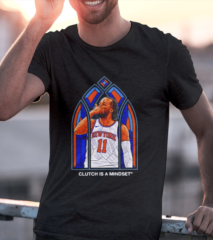 New York Knicks Jalen Brunson Number 11 Clutch Is A Mindset Stained Glass T-Shirt