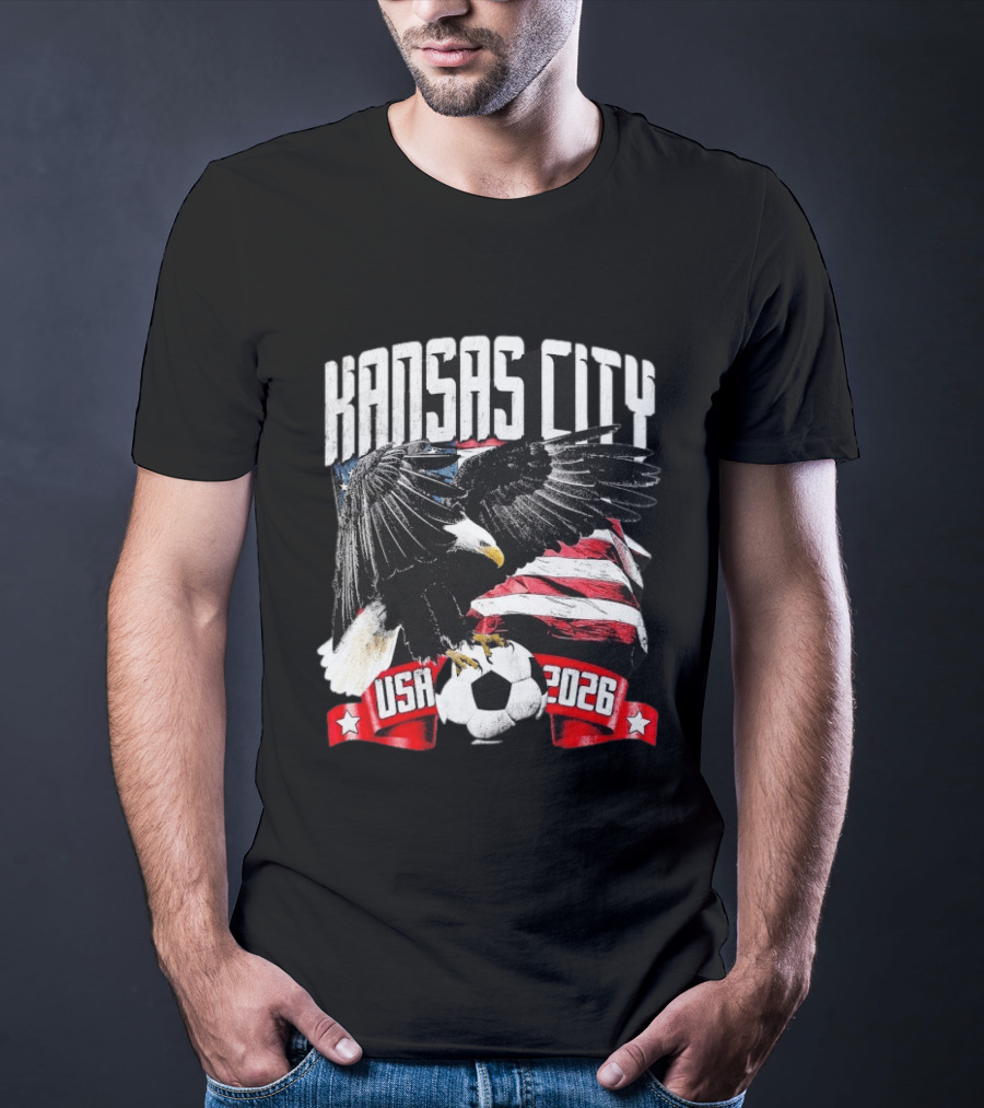 Kansas City USA 2026 Bald Eagle American Flag Soccer Ball T-Shirt