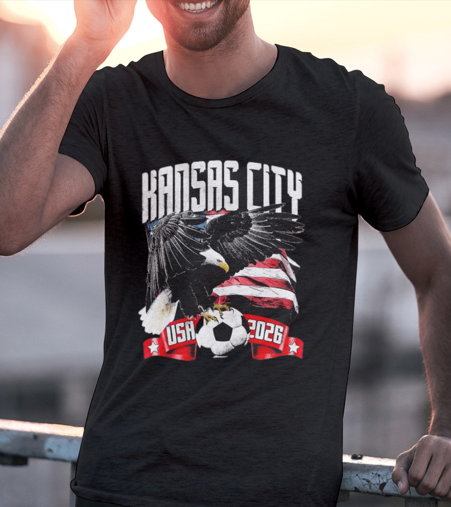 Kansas City USA 2026 Bald Eagle American Flag Soccer Ball T-Shirt