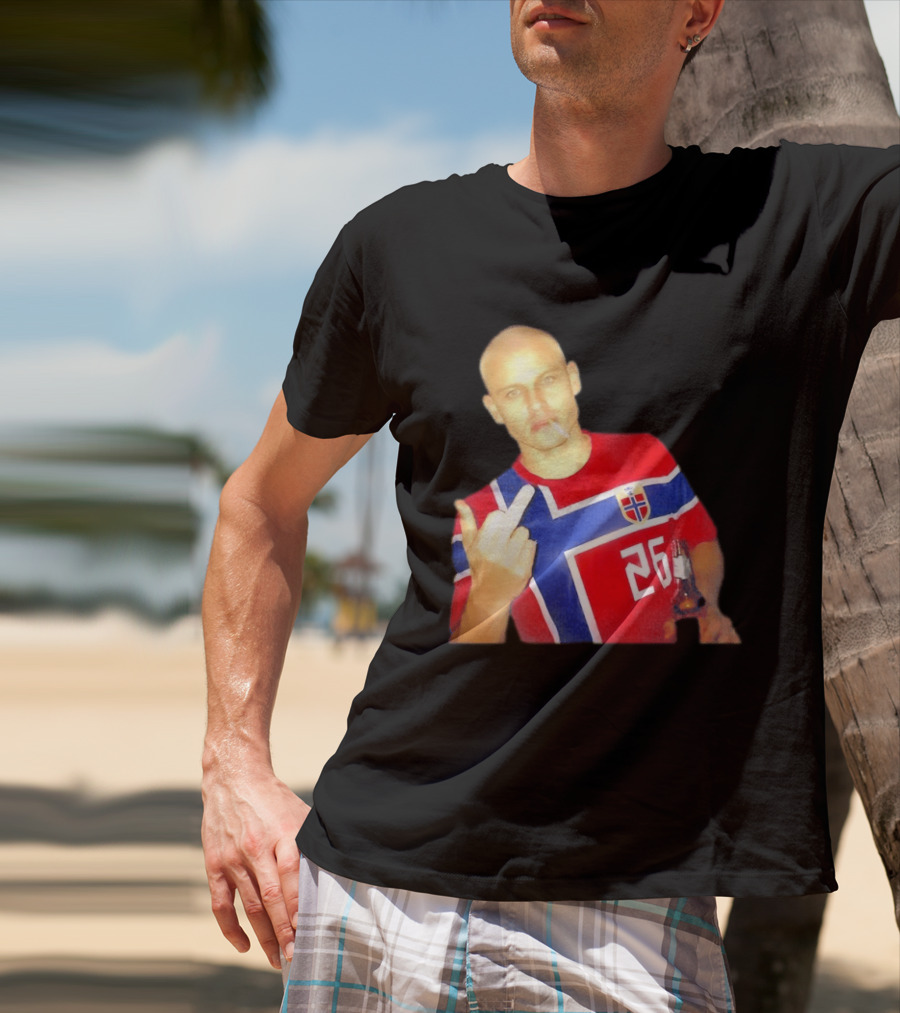 Erling Haaland Norway National Football Team 26 Middle Finger Gesture Jersey T-Shirt