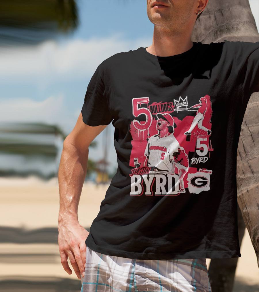 Georgia Bulldogs Justin Byrd 5 Baseball Champion Fan Gear T-Shirt