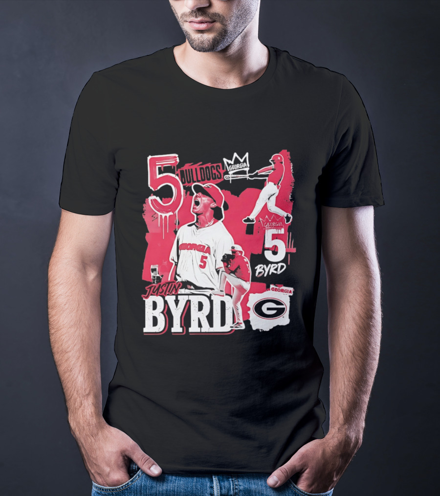 Georgia Bulldogs Justin Byrd 5 Baseball Champion Fan Gear T-Shirt