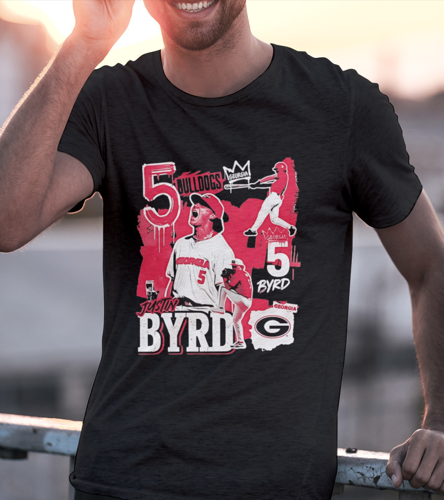 Georgia Bulldogs Justin Byrd 5 Baseball Champion Fan Gear T-Shirt