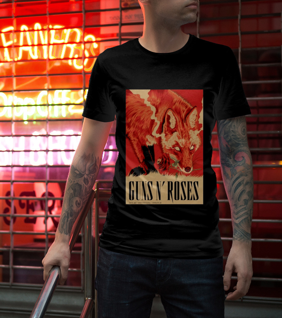 Guns N' Roses Fox With Rose Download Festival June 13 2026 Donington Park Castle Donington Leicestershire T-Shirt
