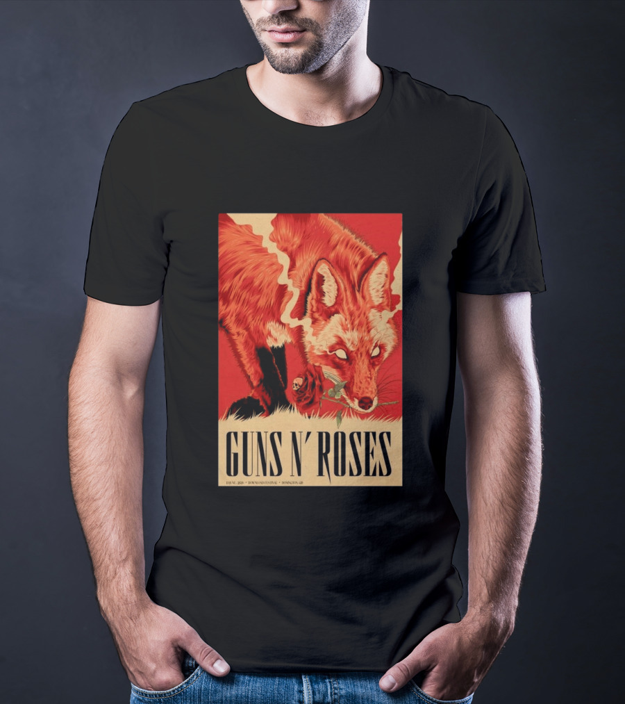 Guns N' Roses Fox With Rose Download Festival June 13 2026 Donington Park Castle Donington Leicestershire T-Shirt