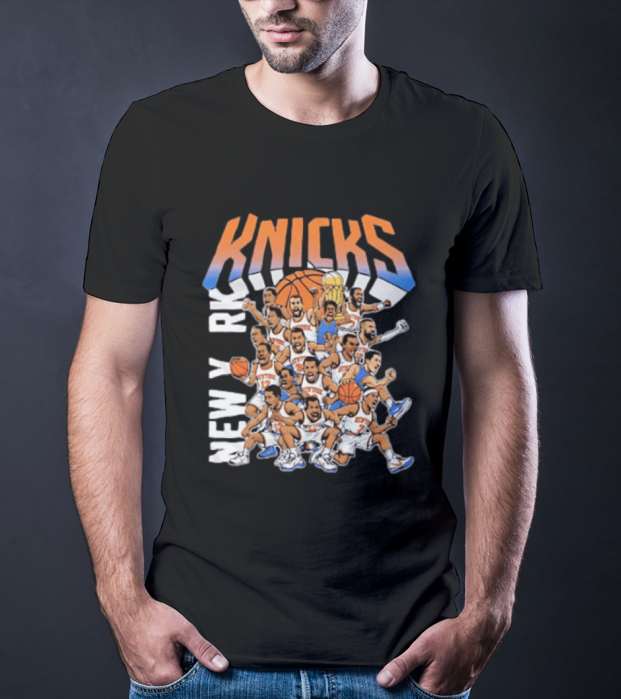 New York Knicks Comic Style Team Collage Basketball Players T-Shirt