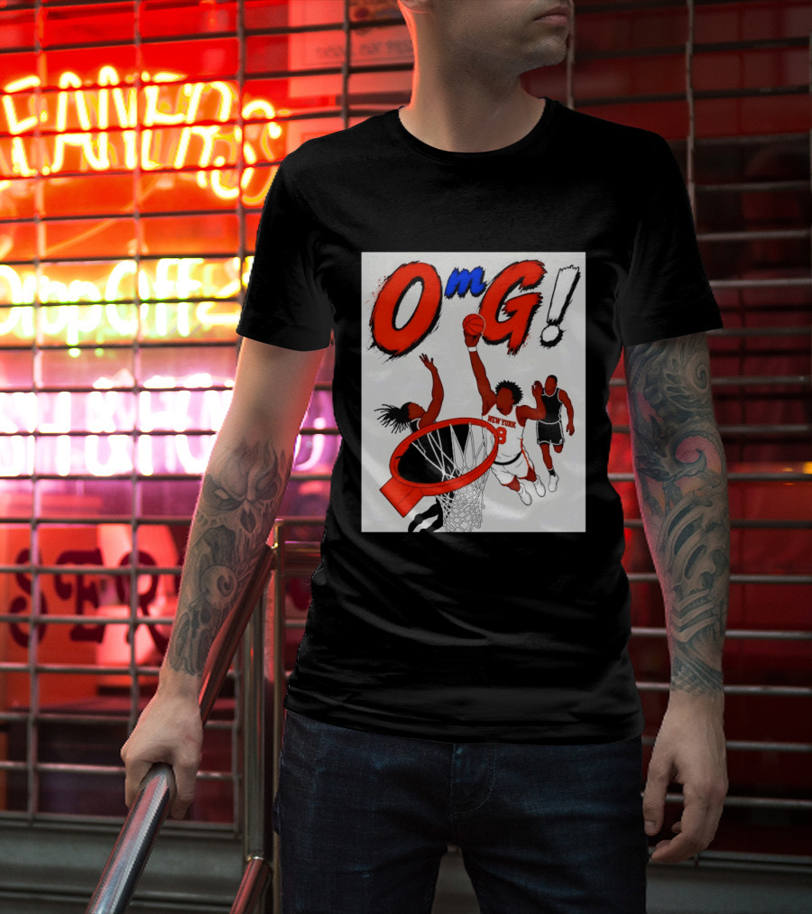 OMG OG Anunoby New York Knicks Dunking NBA 2026 Cartoon T-Shirt