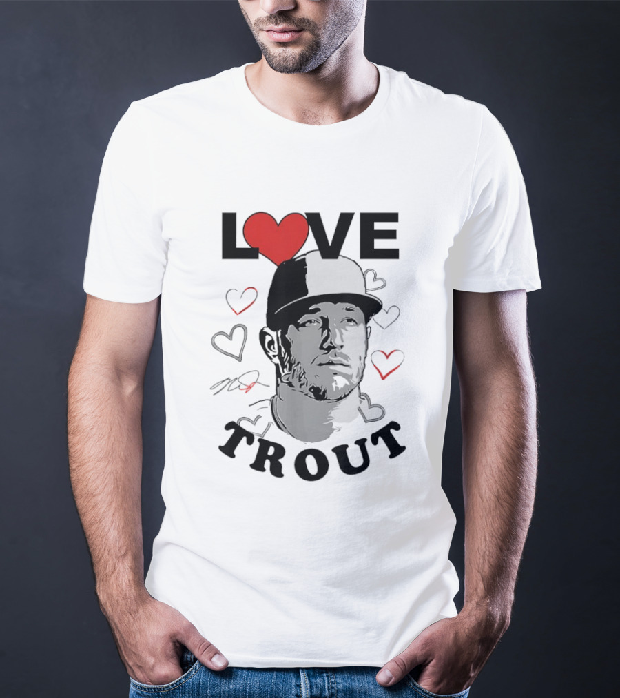 Love Mike Trout Los Angeles Angels Heart Baseball Player T-Shirt