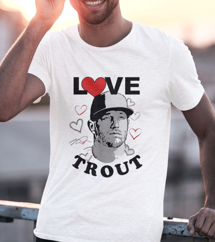 Love Mike Trout Los Angeles Angels Heart Baseball Player T-Shirt