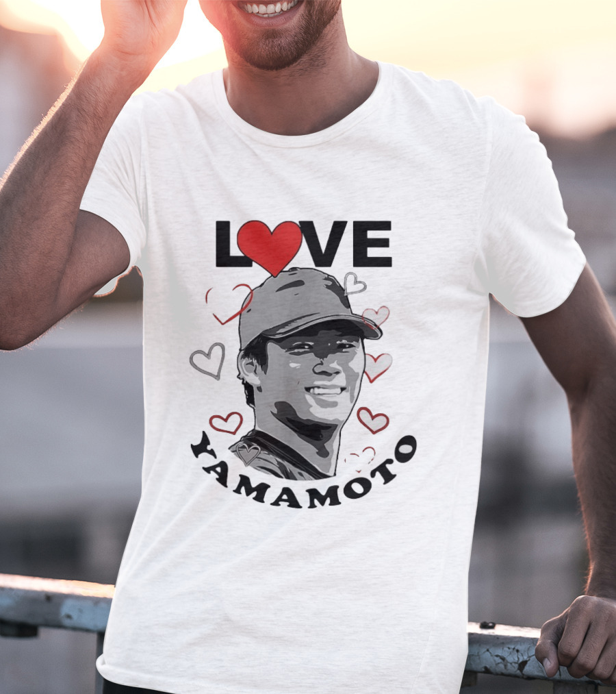 Love Yoshinobu Yamamoto Heart Baseball Fan T-Shirt