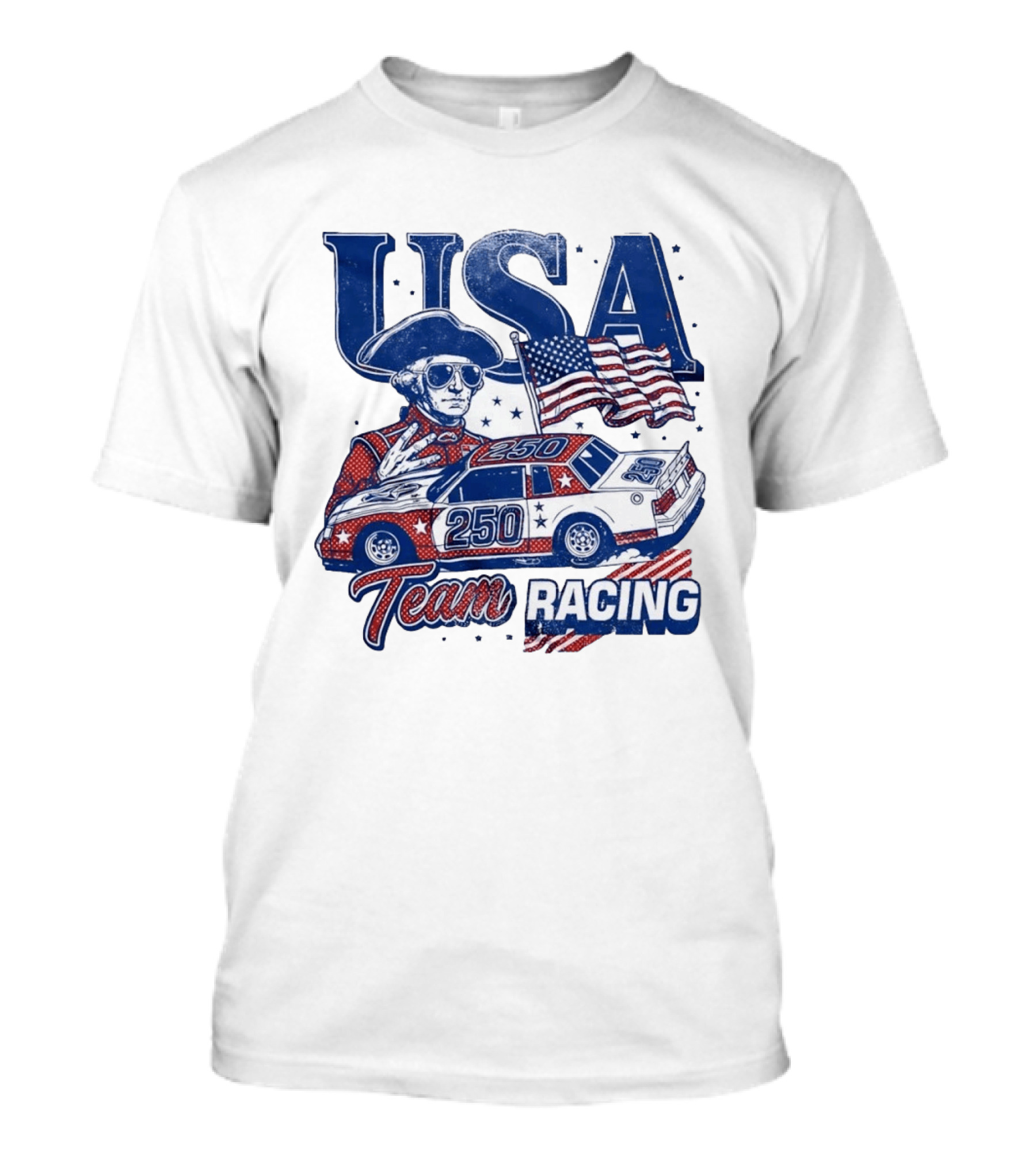 USA Team Racing 250 George Washington American Flag T-Shirt