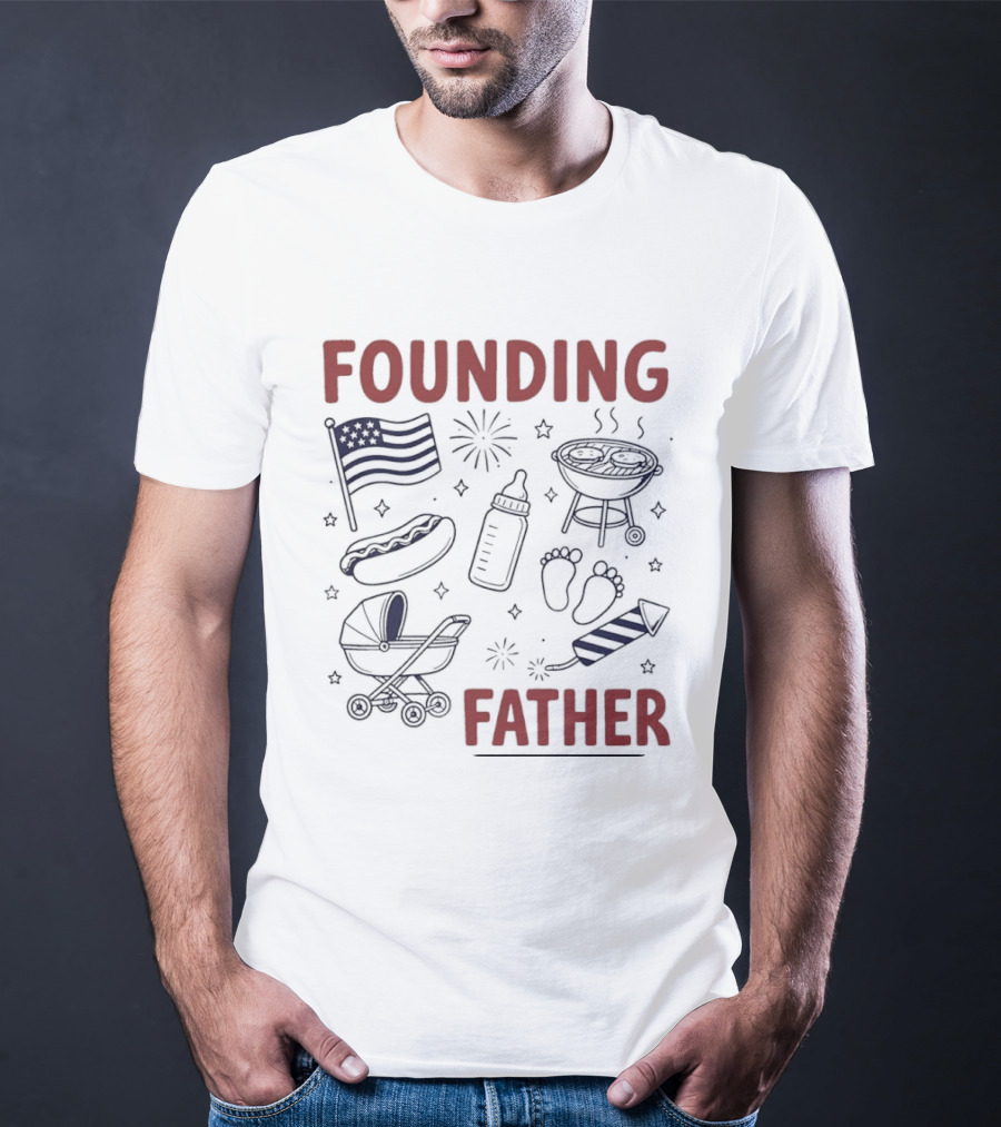 Founding Father USA Flag BBQ Firework Baby 4th Of July T-Shirt
