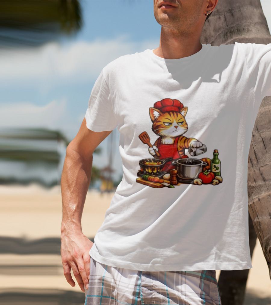 I Cook Better When You're Not Ing Cat Chef Cooking Scene T-Shirt