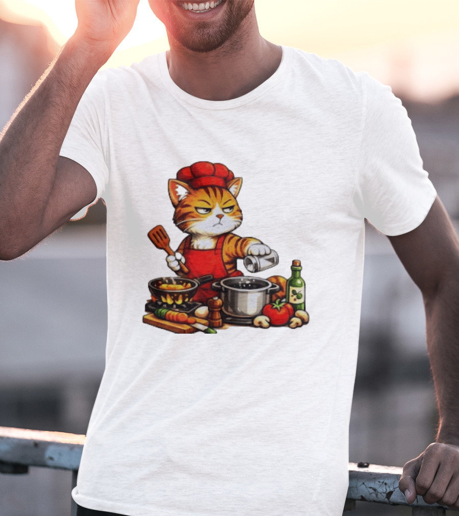 I Cook Better When You're Not Ing Cat Chef Cooking Scene T-Shirt