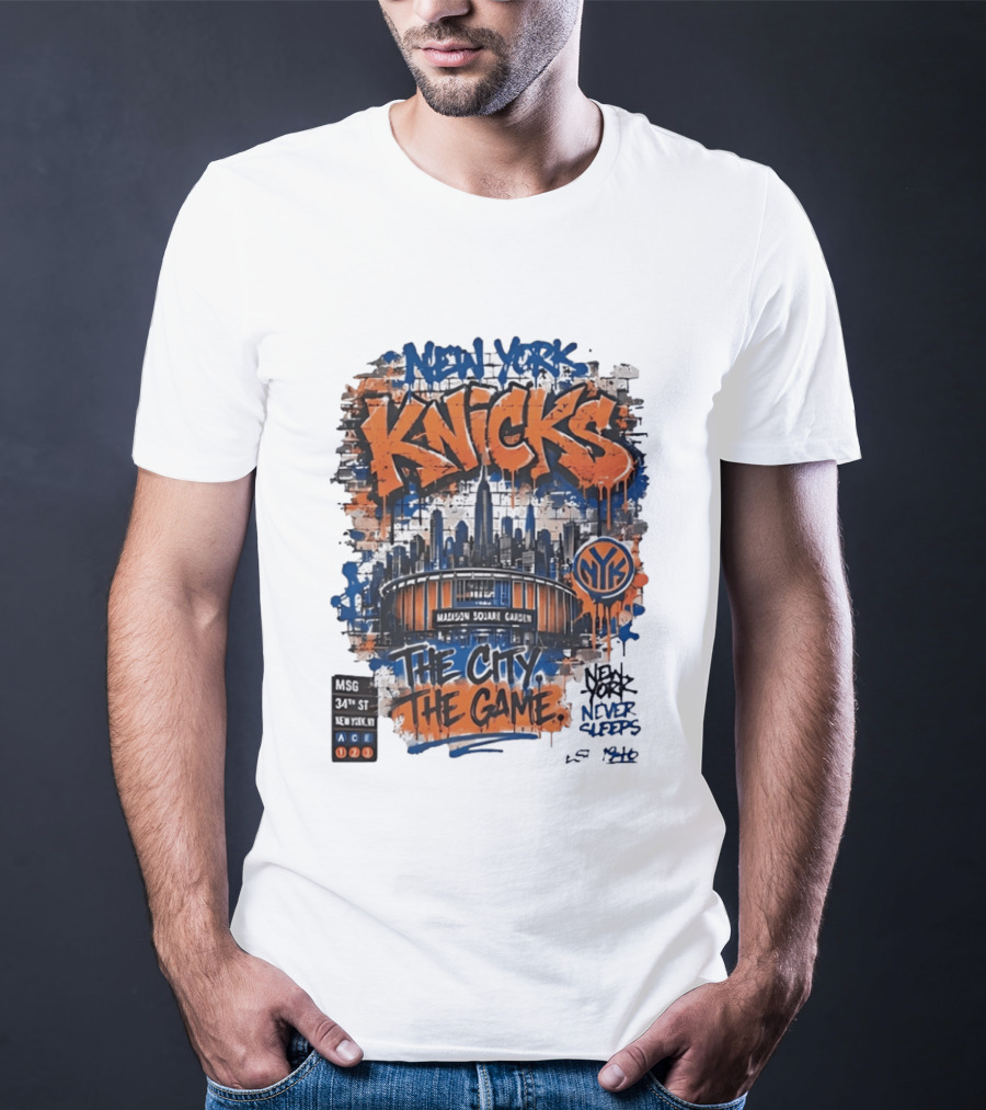 New York Knicks MSG Madison Square Garden 34th Street Graffiti T-Shirt